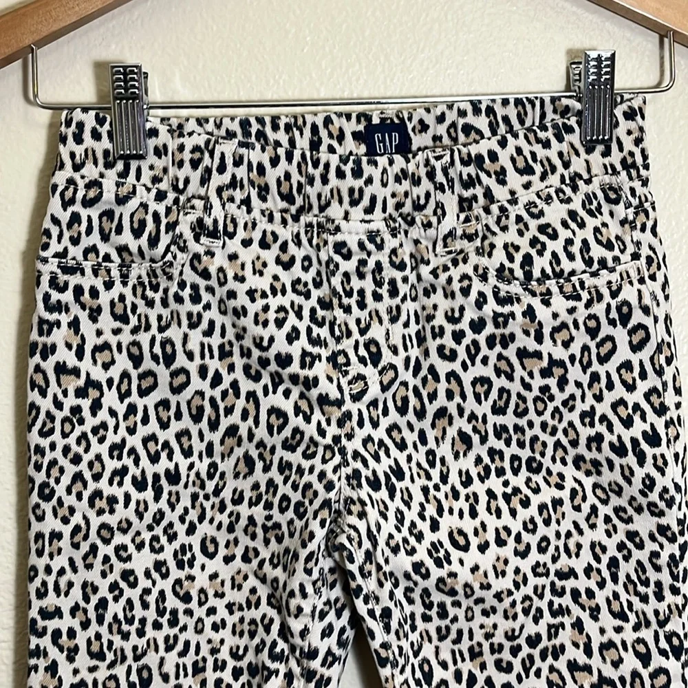 Gap Leopard Print Frayed Hem Pull On Stretch Jegging Ankle Jeans